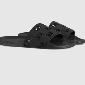 Women's rubber GG slide sandal in Black